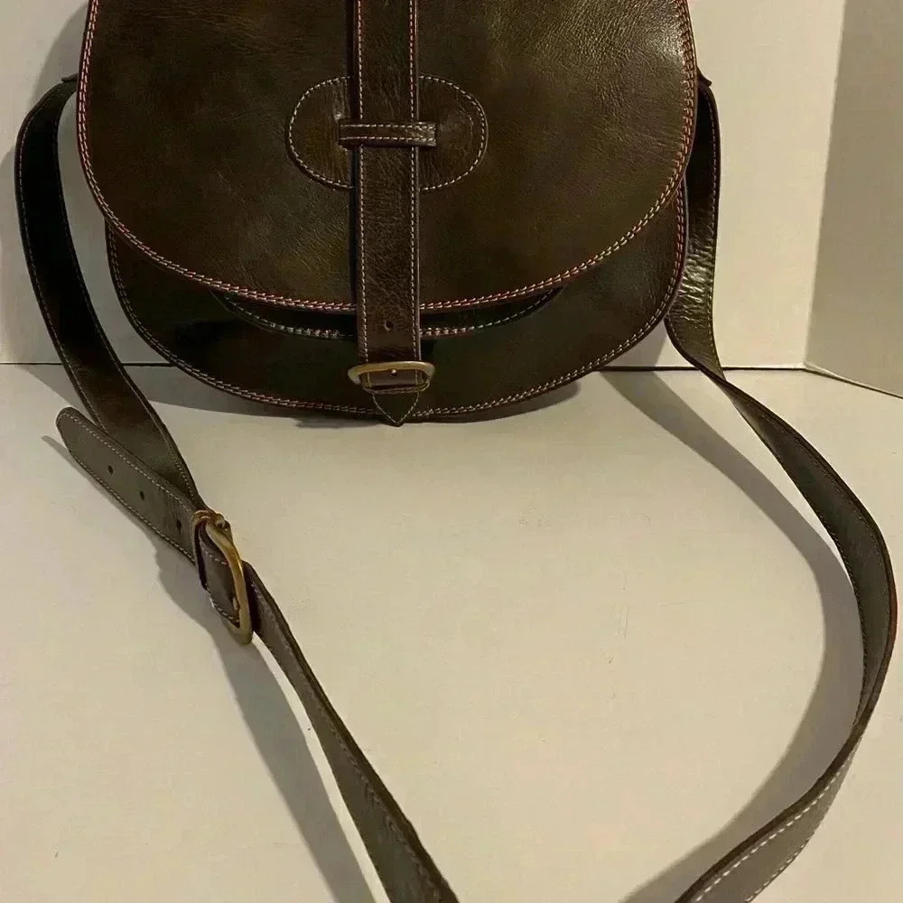 Handmade vintage brown leather handbag - Picture 9 of 9